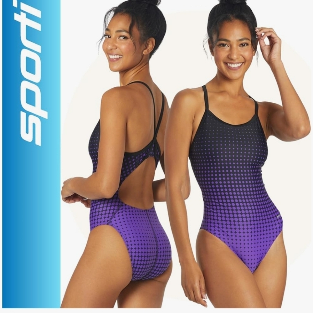 Women's Black and Purple Competition Swimwear NWT - Picture 2 of 16